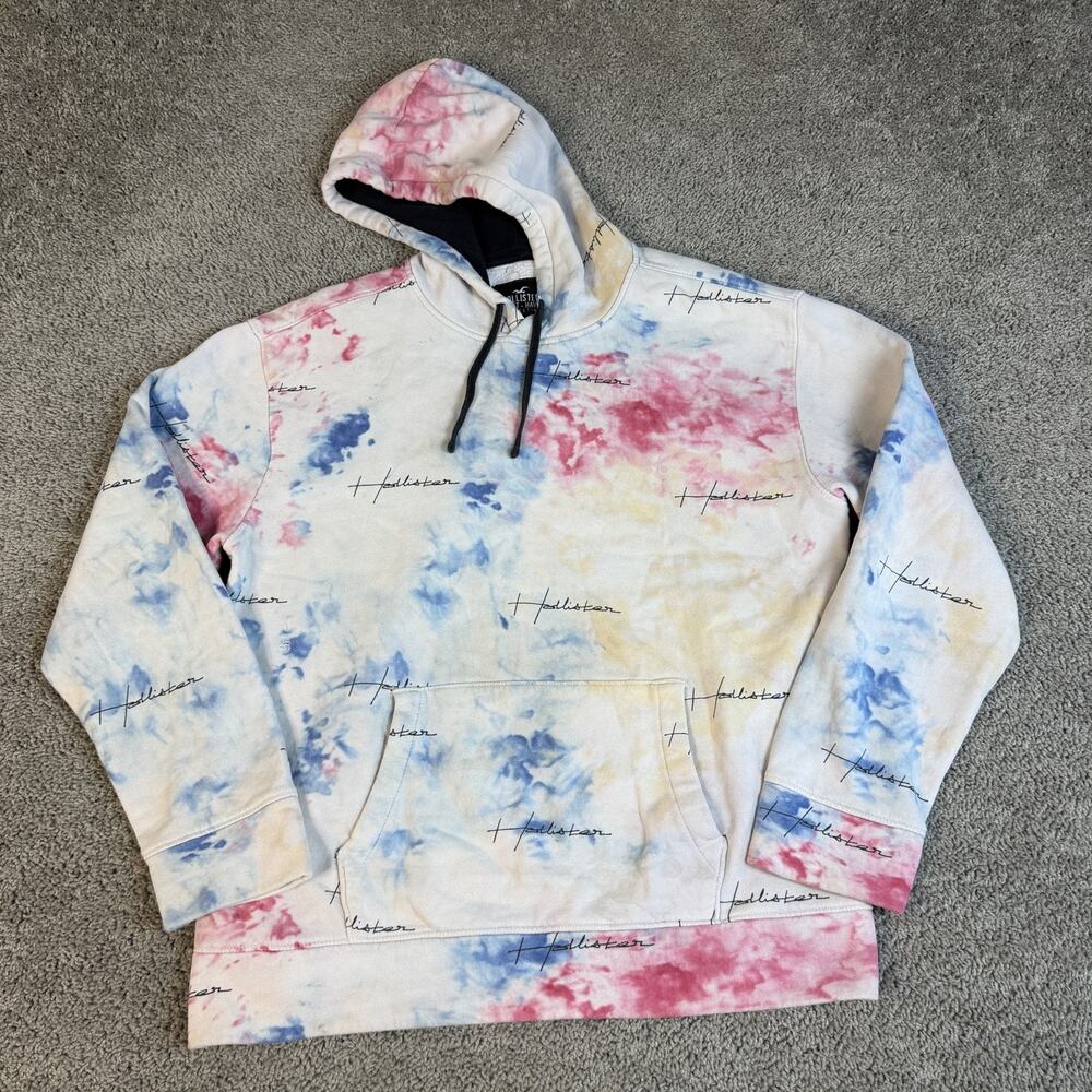 Hollister Hoodie Mens XL Multicolor Pullover Hooded Pockets Graphic Print